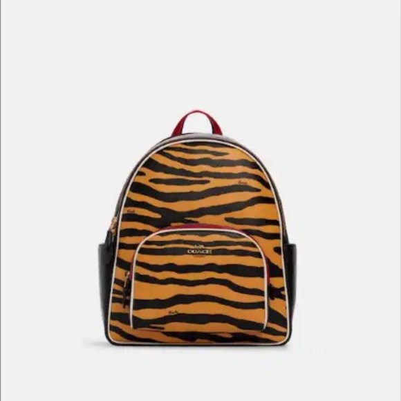 COACH Court Backpack With Tiger Print